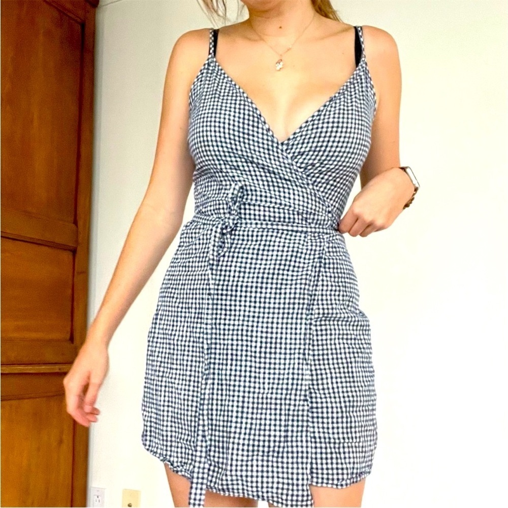 Aerie Gingham Wrap Picnic Spring Dress Size Small